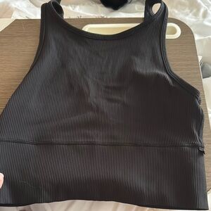 Lululemon Athletica Black Ribbed Sleeveless Crop Tank Top